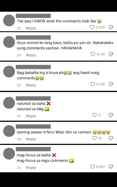 Nico Waje Tiktok commenters giving real talk